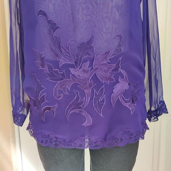 Vintage Victoria's Secret gold label lace trim sheer PJ top sz L - Picture 3 of 9